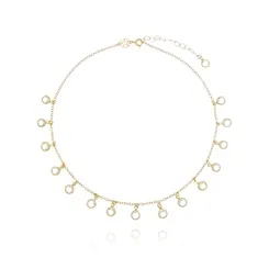 Colar Choker Pingentes Cristais Banhado a Ouro 18 k