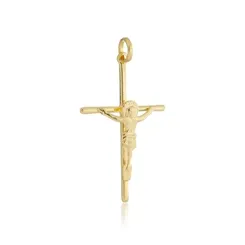 Pingente Crucifixo Jesus Banhado a Ouro 18k
