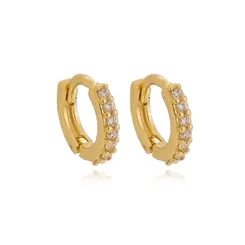Argolinha Fina Articulada com Zircônias Tamanho P Banhado a Ouro 18 k