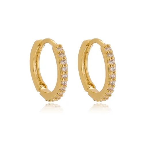 Argolinha Fina Articulada com Zircônias Tamanho G Banhado a Ouro 18 k