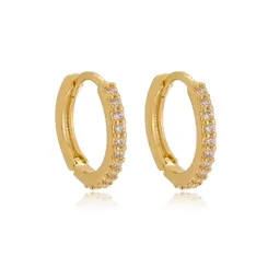 Argolinha Fina Articulada com Zircônias Tamanho G Banhado a Ouro 18 k