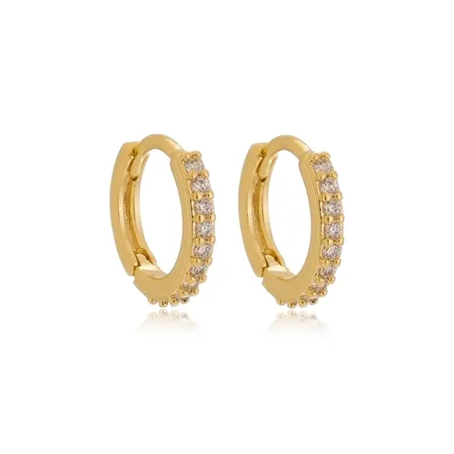 Argolinha Fina Articulada com Zircônias Tamanho M Banhado a Ouro 18 k