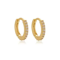 Argolinha Fina Articulada com Zircônias Tamanho M Banhado a Ouro 18 k