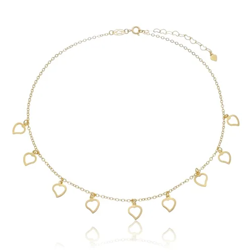 Colar Choker Corações Vazados e Lisos Banhado a Ouro 18K