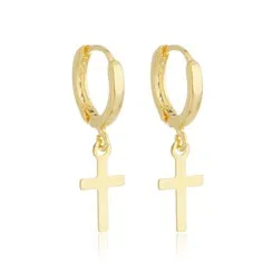 Argola Articulada Crucifixo M Banhado a Ouro 18 k