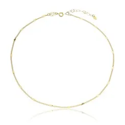Colar Choker de Corrente com Mini Corações Banhado a Ouro 18k