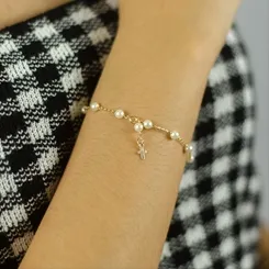 Pulseira Infantil Pérolas Intercaladas