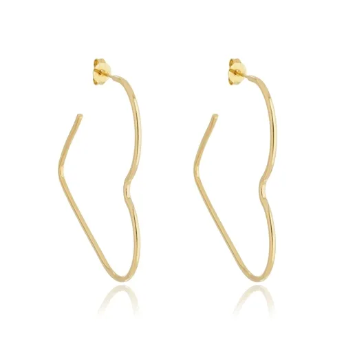 Brinco Argola Coração Liso Tamanho G Banhado a Ouro 18k
