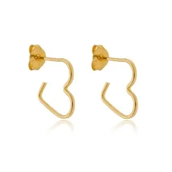 Brinco Argola Coração Liso PP Banhado a Ouro 18k