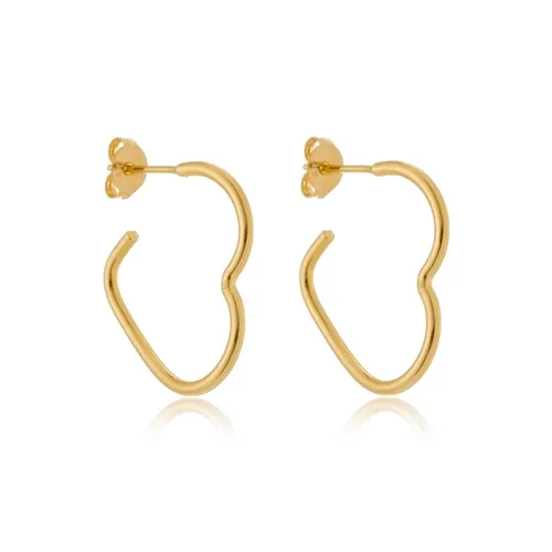 Brinco Argola Coração Liso Tamanho P Banhado a Ouro 18k