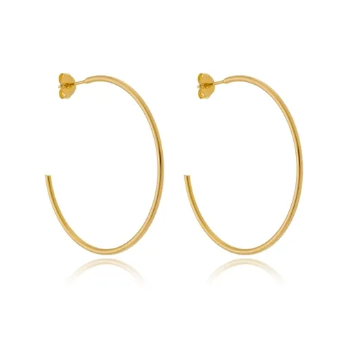 Brinco de Argola Tradicional Tamanho M – Elegância Clássica Banhada a Ouro 18k