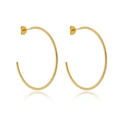 Brinco de Argola Tradicional Tamanho M – Elegância Clássica Banhada a Ouro 18k
