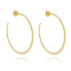 Brinco Argola Lisa Prensada GG Banhada a Ouro 18k – Impacto e Elegância em Grande Estilo