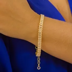 Pulseira Zircônia Cristal Baguete