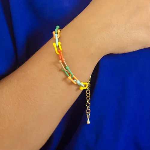 Pulseira Corrente Resinada Colorida