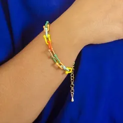 Pulseira Corrente Resinada Colorida