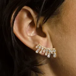 Brinco Earcuff  Colorido Baguete