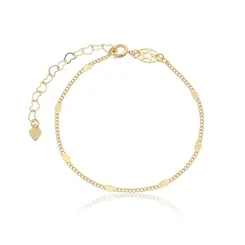 Pulseira Corrente Mini Corações Banahado a Ouro 18k