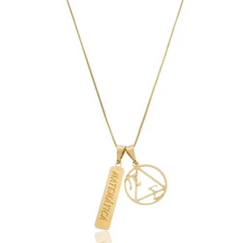 Colar Profissão Matemática Banhado a Ouro 18k