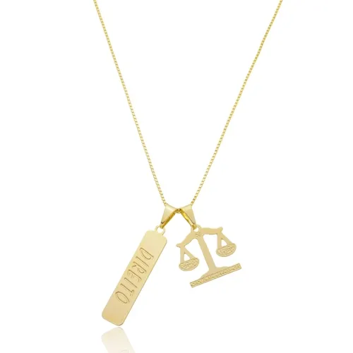 Colar Profissão Direito Banhado a Ouro 18k