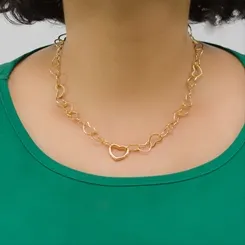 Colar Corrente Grossa Coração Banhada a Ouro 18 k