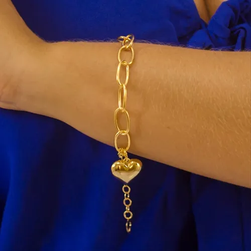 Pulseira Corrente Grossa com Pingente Coração