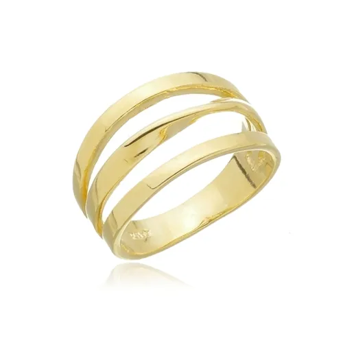 Anel Três Aros Banhado a Ouro 18 k