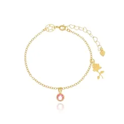 Pulseira Pingente Rosa e Cristal