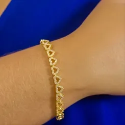 Pulseira Fita Coração Lisa e Zircônias