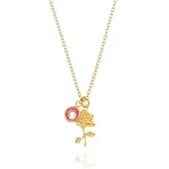 Colar Pingente Rosa e Cristal