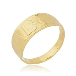 Anel Unissex Infantil ABC Liso Vanhado a Ouro 18 k