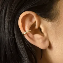 Brinco Piercing Oito Pontos Zircônias Banhado a Ouro 18 k