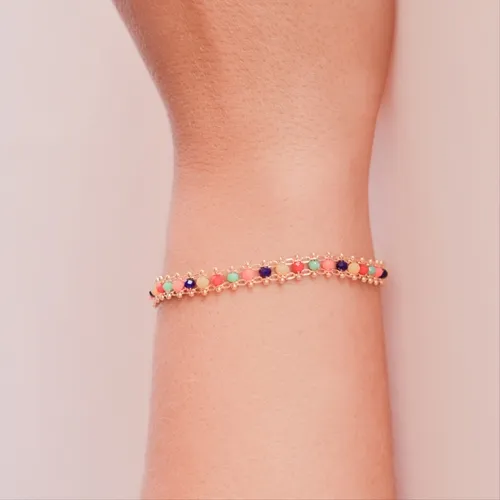 Pulseira Infantil Corrente Delidaca e Cristal Colorido
