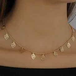 Colar Choker Dois Corações Vazados