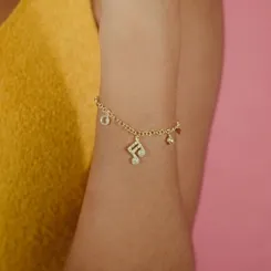Pulseira Pingentes Cristias e Nota Musical