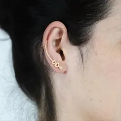 Brinco Earcuff  Zircônias e Coração