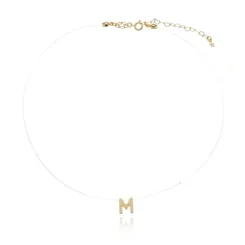 Colar Choker Fio Nylon Pingente Letra