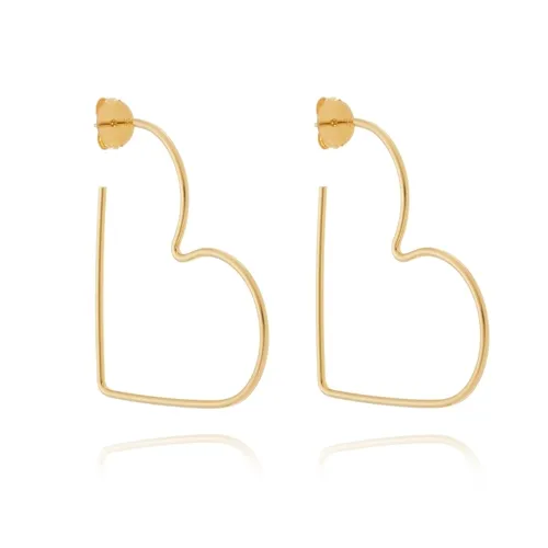 Brinco Argola Coração Liso Tamanho GG Banhado a Ouro 18k