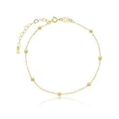 Tornozeleira Bolinhas Lisas banhado a Ouro 18 k
