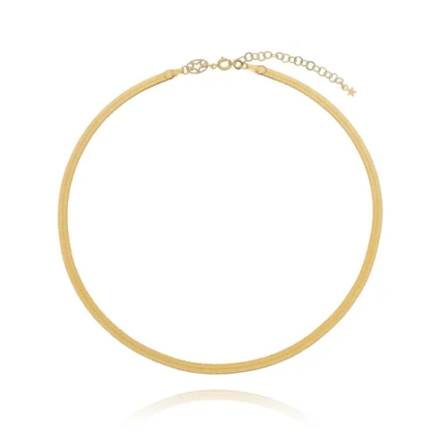 Colar Choker Fita Laminada Banhada a Ouro 18 k