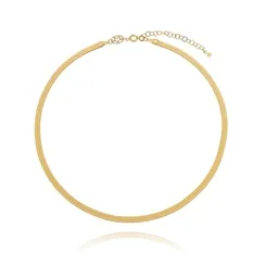 Colar Choker Fita Laminada Banhada a Ouro 18 k