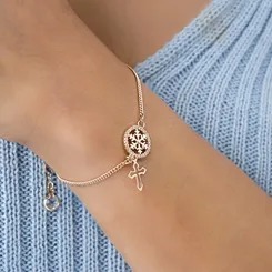 Pulseira Floco de Neve e Cruz
