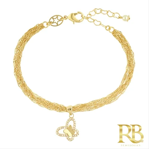 Pulseira Correntes e Borboleta