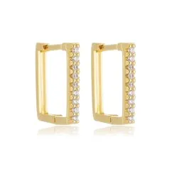 Argola Articulada Quadrada Zircônias P