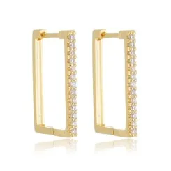 Argola Articulada Quadrada Zircônias G