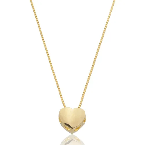 Colar Pingente de Coração Liso: Elegância Vazada