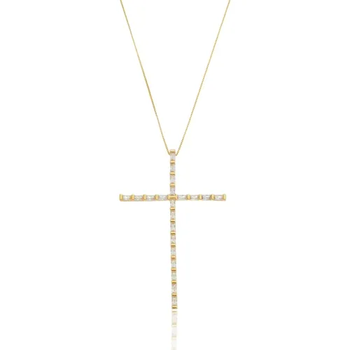 Colar Crucifixo Cravejado Navetes