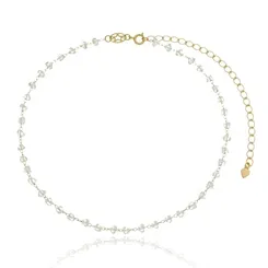 Colar Choker de Cristais Assimétricos Banhado a Ouro 18K