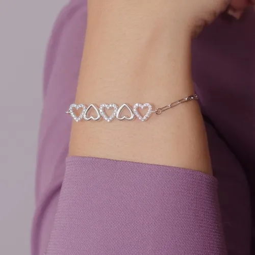Pulseira Corrente Cartier Fita de Coração Vazado