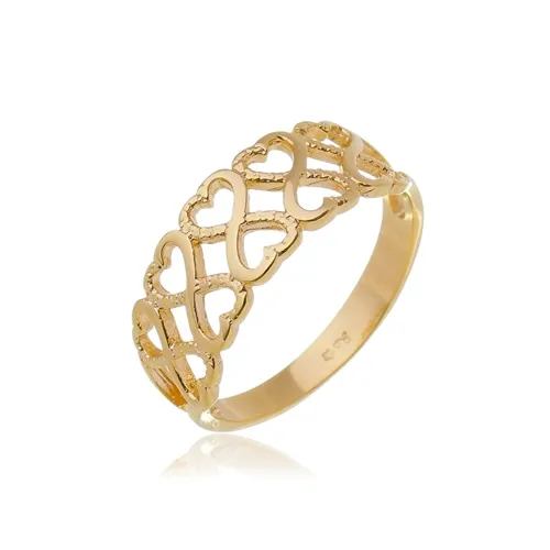 Anel Plus Size Corações Entrelaçados  Banhado a Ouro 18k